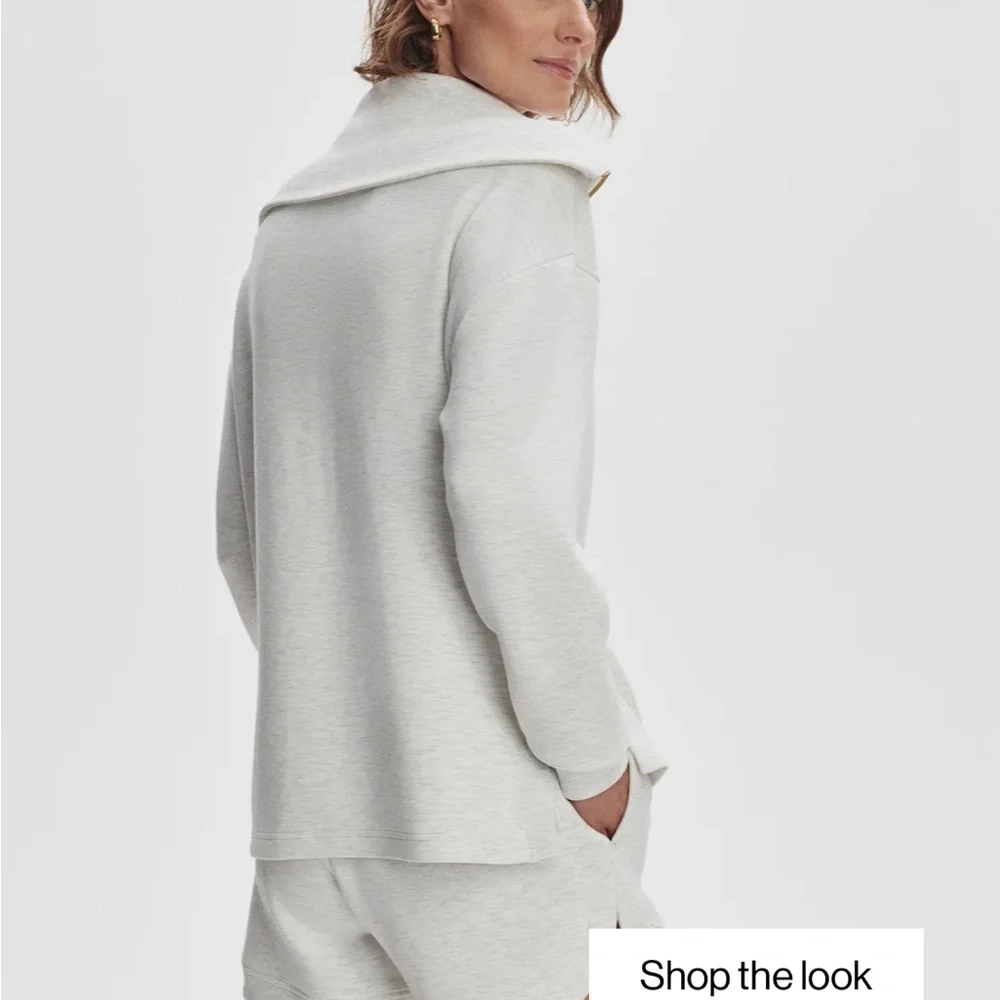 Varley Larson Ivory Marl Half-Zip Sweater - Picture 8 of 16